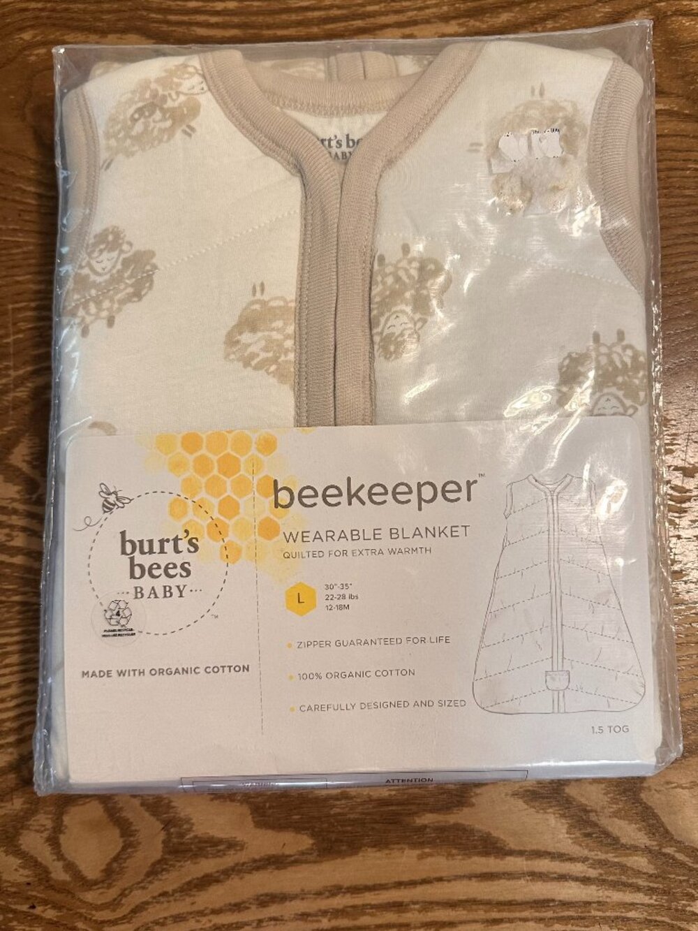 Burt’s Bees Baby Beekeeper Quilted Counting Sheep Sleep Sack 1.5 TOG Large